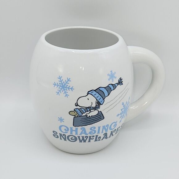 Peanuts Snoopy Set‎ Of 2 Ceramic Coffee Mug Double Sided Winter Themed Design - Picture 16 of 16